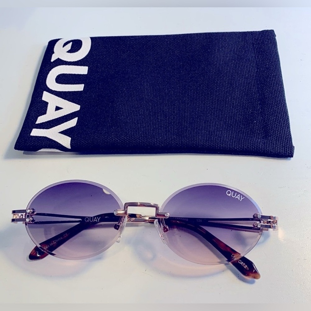 NEW!! Quay Australia LITERALLY OBSESSED gold/purp Sunglasses